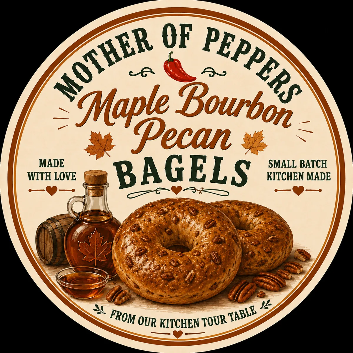 Maple-inspired bagels arranged for serving
