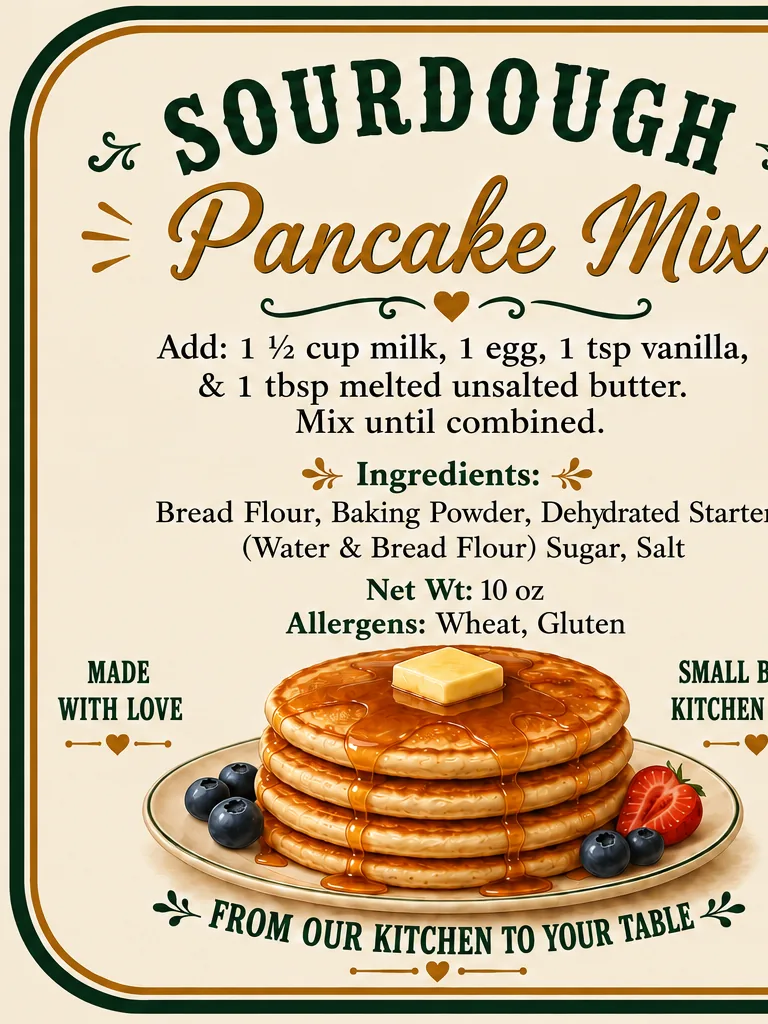 Sample pancake mix package presentation